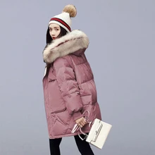Зимние теплые куртки женские повседневные пальто новая мода корейский стиль с капюшоном толстые хлопковые парки Женская верхняя одежда пальто с мехом P157