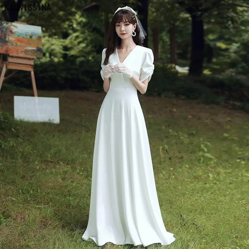 KAUNISSINA Soft Satin Wedding Dress 