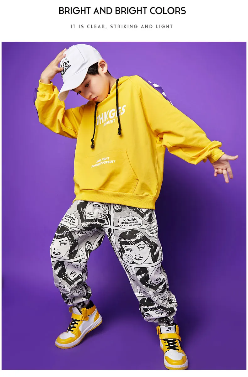 Танцевальные костюмы в стиле хип-хоп для мальчиков; модная одежда с капюшоном в стиле джаз уличный танцевальный костюм для выступлений; тренировочная одежда; детская одежда для рейва; DC3206