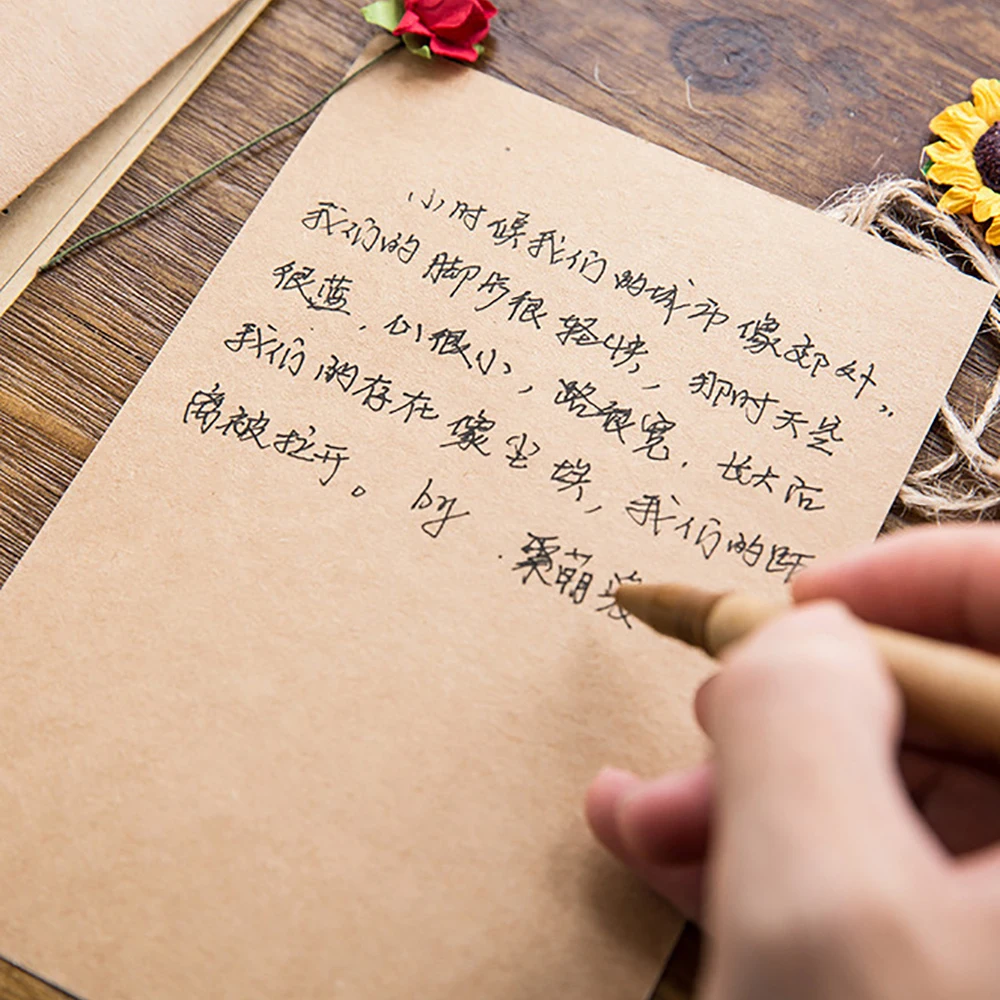  Lychee LIfe 3pcs Retro DIY Kraft Paper Invitation Greeting Card with Envelope Dry Flower Wedding Pa - 4.00015E+12