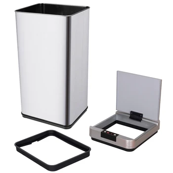 

48L Square Inductive Touchless Full-automatic Fingerprint-resistant Garbage Trash Can Silver US in stock dropshipping