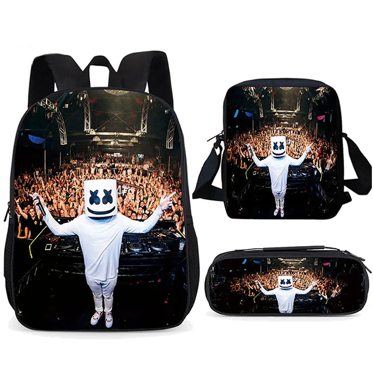 LUOBIWANG 3 шт. комплект Marshmello рюкзак школьные сумки для подростков мальчиков и девочек Водонепроницаемый школьный студенческий рюкзак для детей - Цвет: Marshmello set5