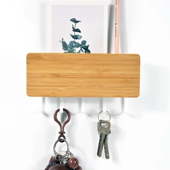 

Home Space Saving Wall Hook Storage Rack Vintage Key Hook Bamboo Hanger Hallway Home Decorative Shelf For Bedroom Door Back