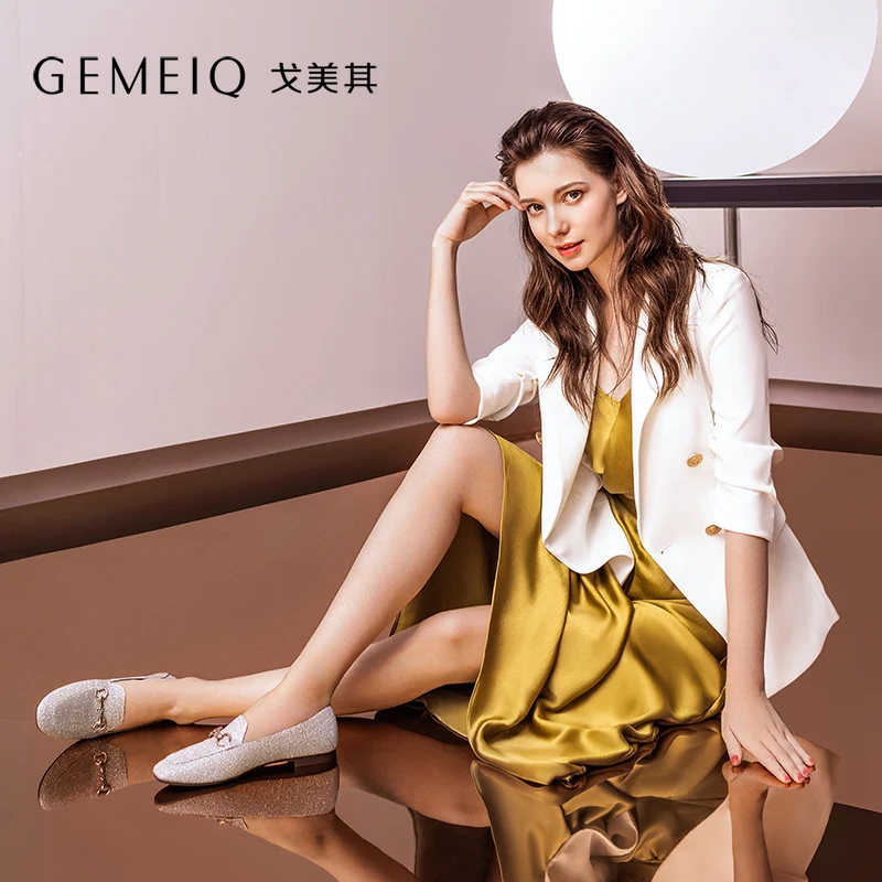 

GEMEIQ Women's Shoes 2019 Autumn New Metal Decoration Comfortable Women's Single Shoes Flat shoes