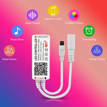 

Tuya WiFi LED Strip light RGB Controller DC5V 12V 24V Bluethooth Wireless WIFI Smart Life LED Controller RGB/RGBW/RGB+CCT