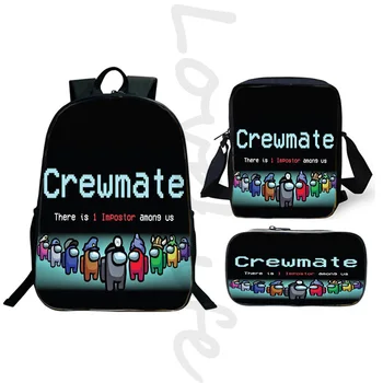 

Game Among Us 3 Pcs/set Backpack Student Cartoon Among Us backpack Child Travel Rucksack Boys Girls School Bag