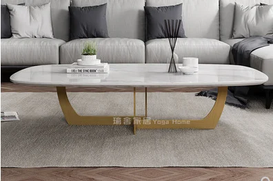 Nordic light luxury post modern marble countertop rectangular tea table simple small family living room tea table