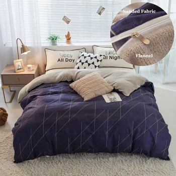 

AB Version Brushed Fabric Flannel Duvet Cover Soft Comfortable Autumn Winter Comforter Cover Dual-use Cover Blanket