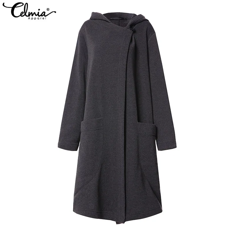 Promo  Women Coats Jackets Celmia 2019 Autumn Winter Hoodies Sweatshirts Long Hooded Tops Casual Loose Asy