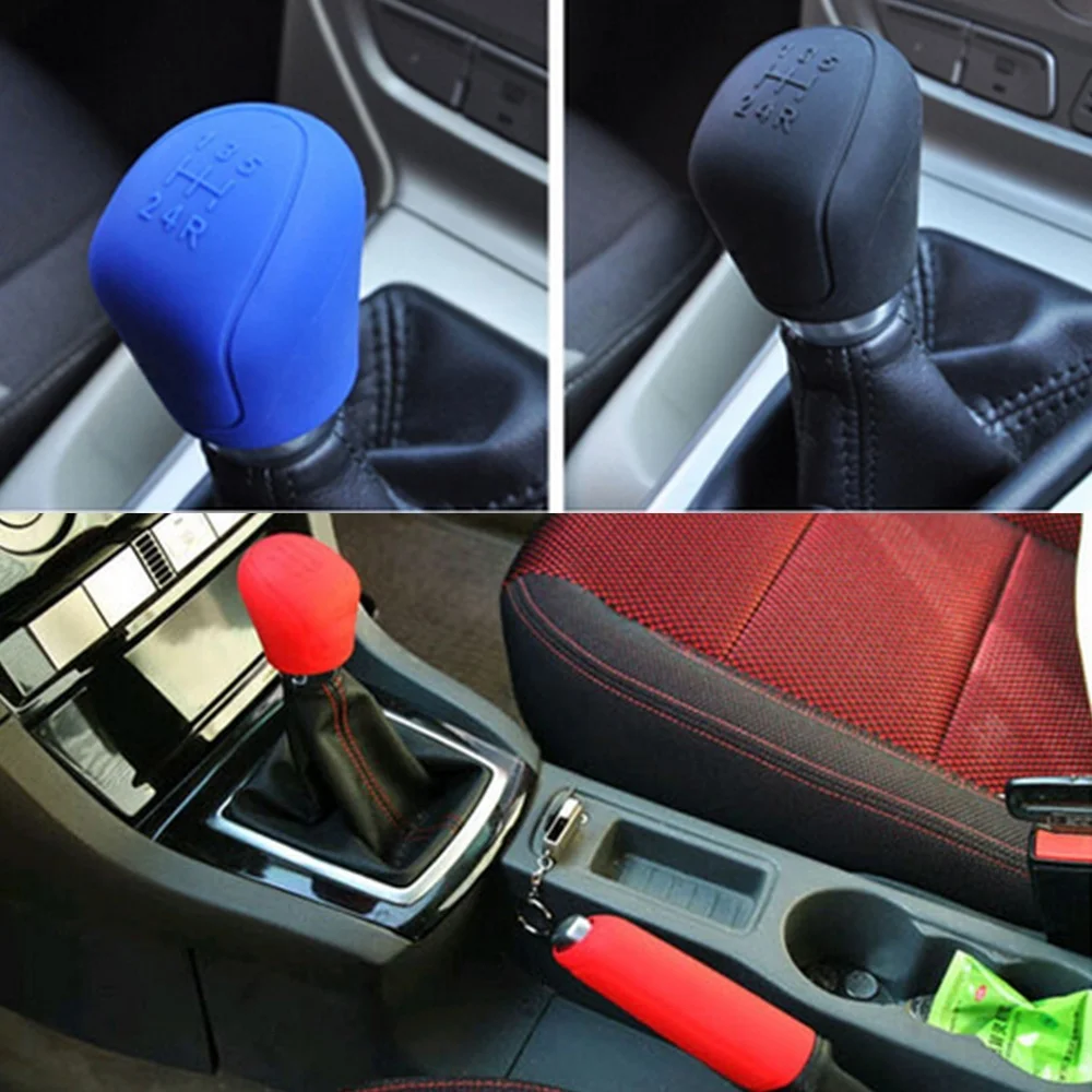 

2x set Universal Silicone Manual Car Hand Brake Case Gear Head Shift Knob Cover Gear Shift Collars Handbrake Grip