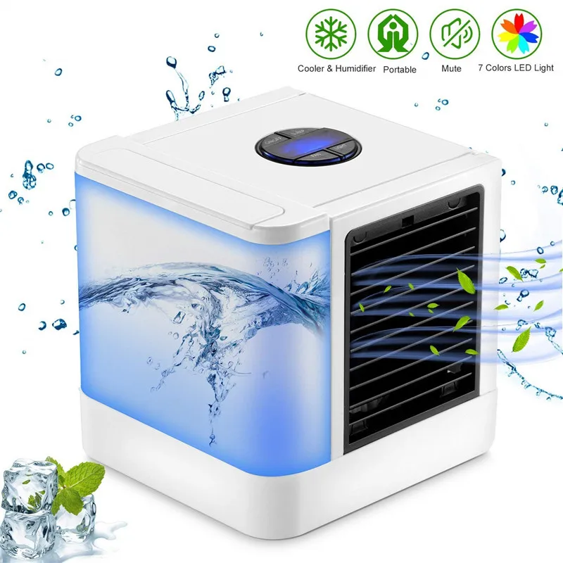 

Air Cooler Personal Air Conditioner Cooler Humidifier Mini USB 7 Color Light Desktop Air Cooling Fan Portable Evaporative Cooler