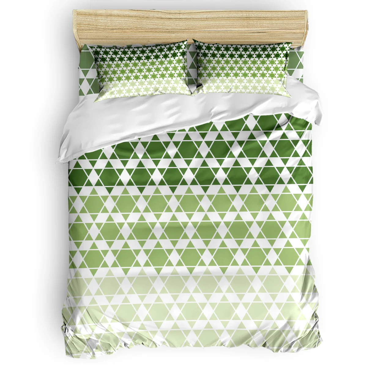 

Geometric Hexagonal Gradient Green Duvet Cover Set Vintage Floral Art Design Collection of 3/4pcs Bedding Set Bed Sheet