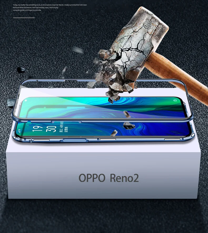 OPPO Reno2 Reno 2, защитный чехол из закаленного стекла с магнитными металлическими краями для Oppo Reno 10X Zoom, защитная пленка