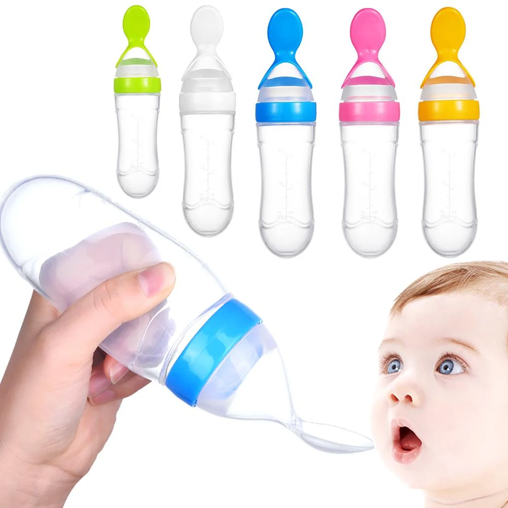 Biberon En Silicone Pour Bebe 90ml A Presser Avec Cuillere Pour Aliments Riz Cereales Pour Lait Formule Pate De Riz Aliexpress