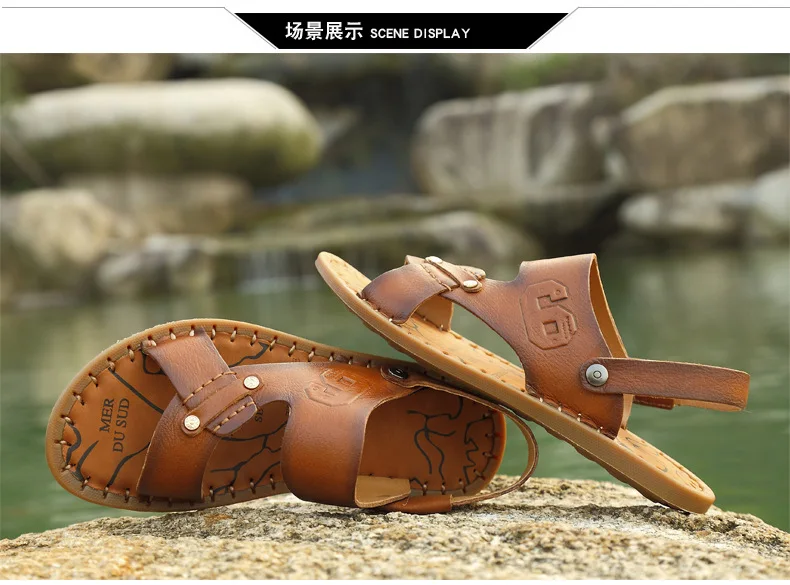 New Style Summer Men Genuine Leather Fashion Peep-Toe Sandals Hot Selling Versatile Sandals Men's