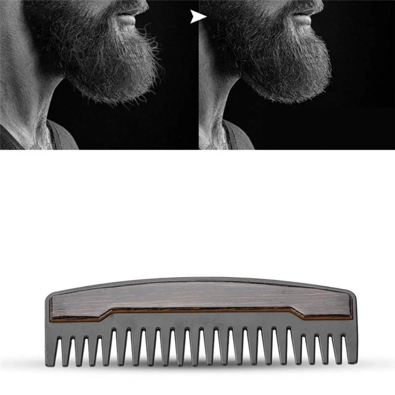 Men's Beard Brush& Comb Boar Bristles Mustache Shaving Brush Care Comb Stainless Steel Facial Hair Brush