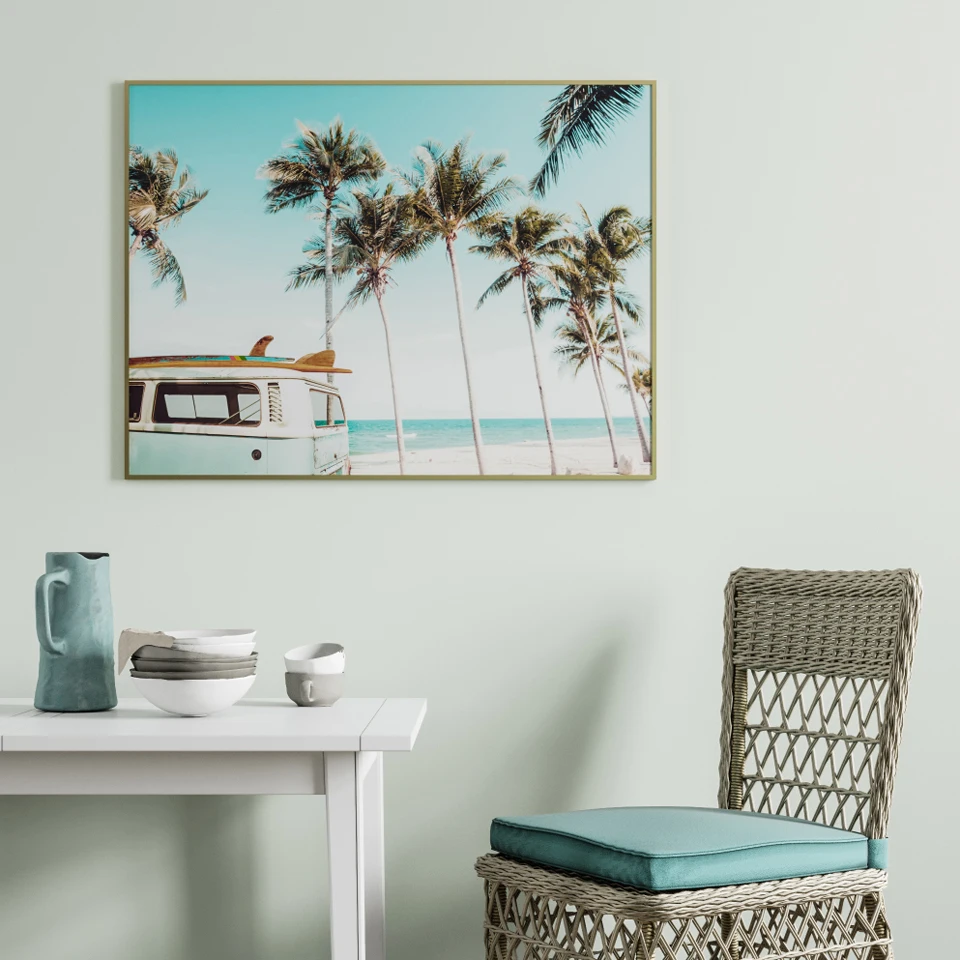 Scandinavian-Tropical-Landscape-Posters-Modern-Prints-Sea-Beach-Bus-Palm-Tree-Wall-Art-Canvas-Painting-Nordic (1)