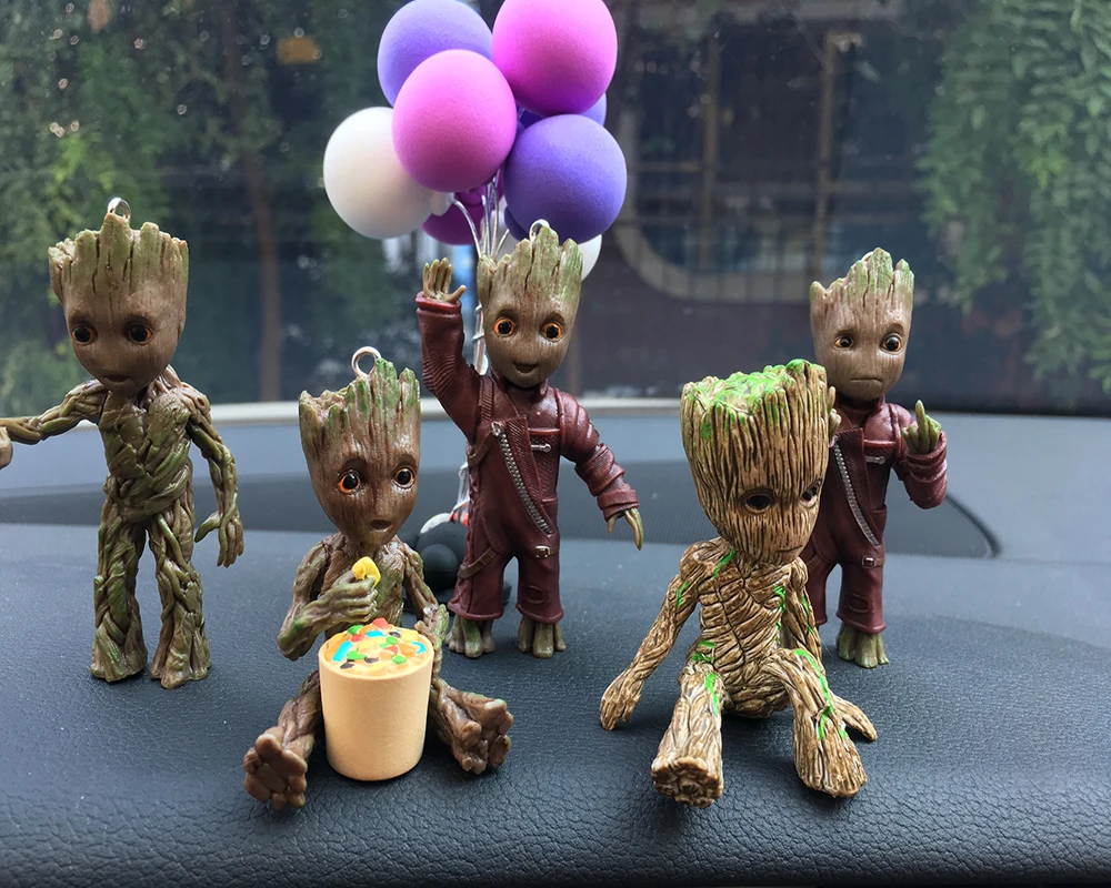 Car Interior Decoration Personality Groot Action Figure Sitting Model Anime Mini Doll Car Goods Interior Decoration Accessories