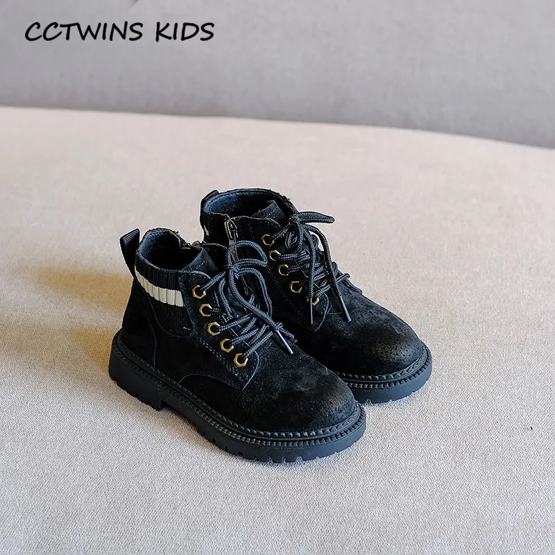 CCTWINS/детская обувь; коллекция года; сезон осень; Модные Ботинки martin для маленьких девочек; детская обувь из натуральной кожи; Брендовые ботильоны для мальчиков; MB124 - Цвет: Черный