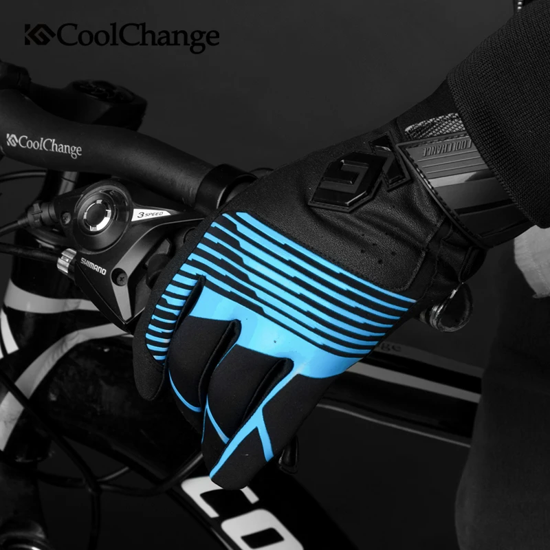Coolchange, велосипедные перчатки Зимние флисовые Термальность велосипедные перчатки Водонепроницаемый Сенсорный экран полный палец перчатки Для мужчин Для женщин
