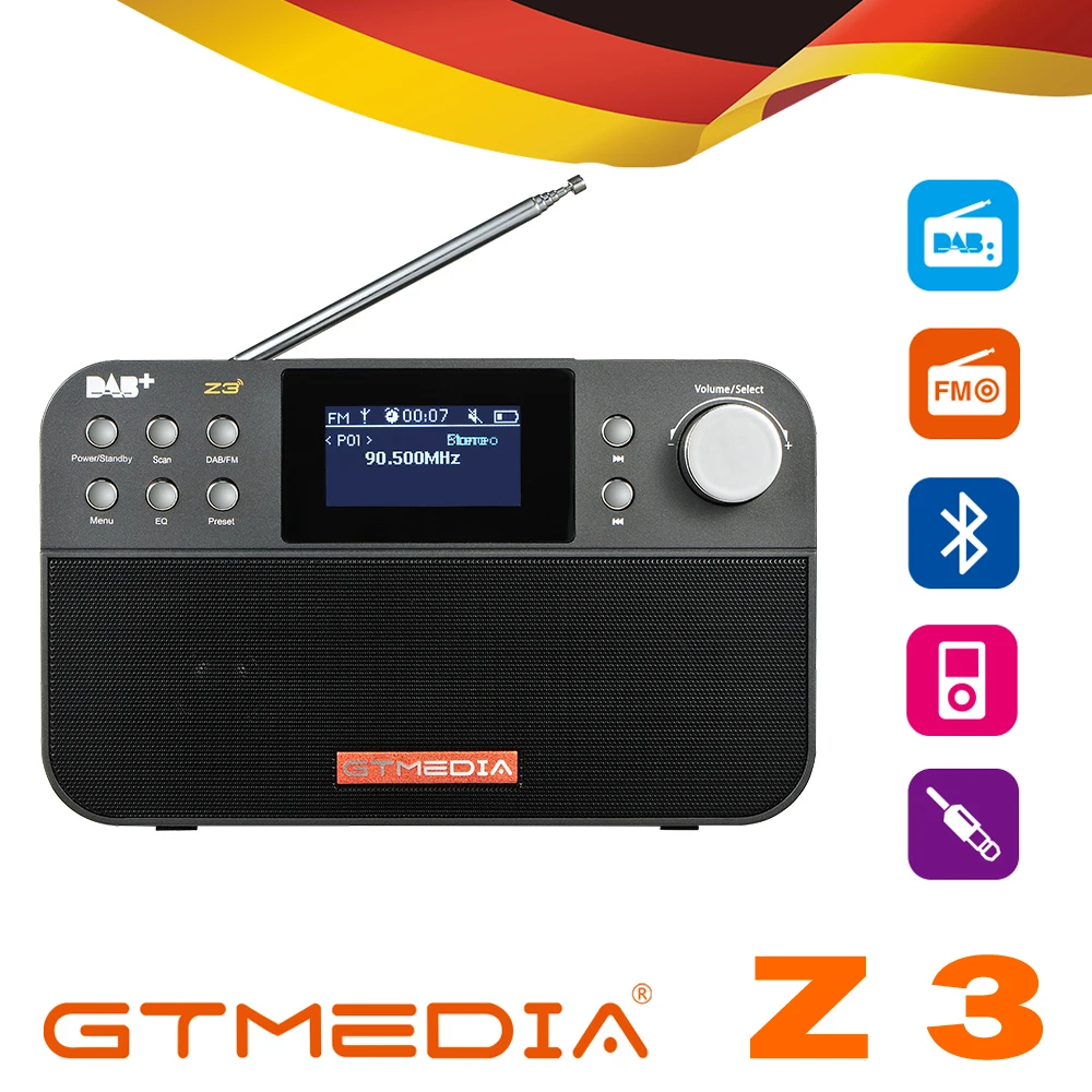 GTmedia Z3B DAB радио FM радио цифровое радио Bluetooth динамик USB Перезаряжаемый Аккумулятор с двойным динамиком s TFT-LCD экран