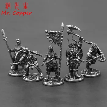 

White Copper Viking Pirate Legion Soldiers Model Figures Miniatures Desktop Ornaments Vintage Metal Statue Decoration Toys Gifts