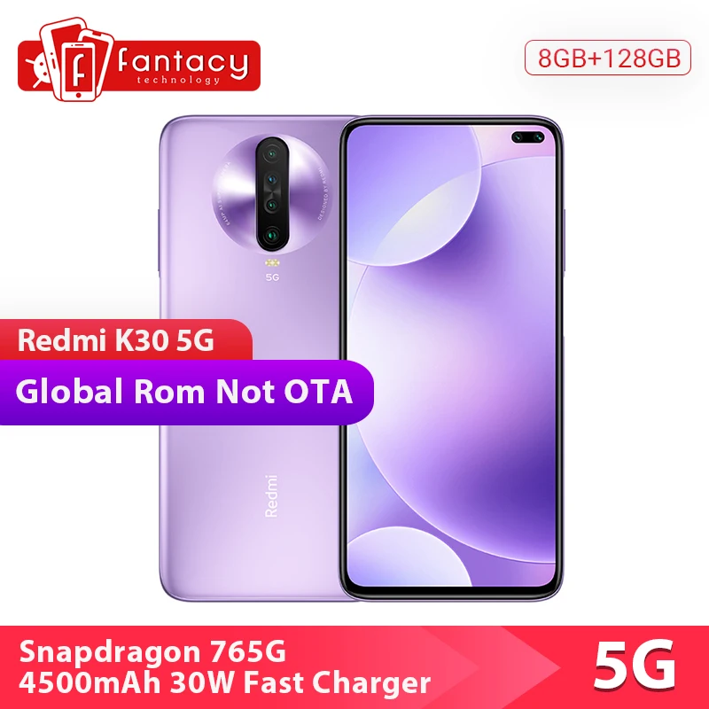 Xiaomi Redmi K30 смартфон с восьмиядерным процессором Snapdragon 765G ОЗУ 8 ГБ ПЗУ 128 64 мп 120
