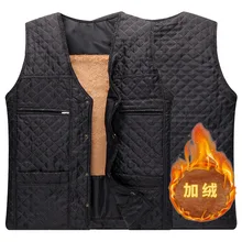 Одежда для мужчин среднего возраста осень и зима стиль плюс бархат толстый хлопок жилет бархат внутренняя одежда Теплый жилет одежда для папы