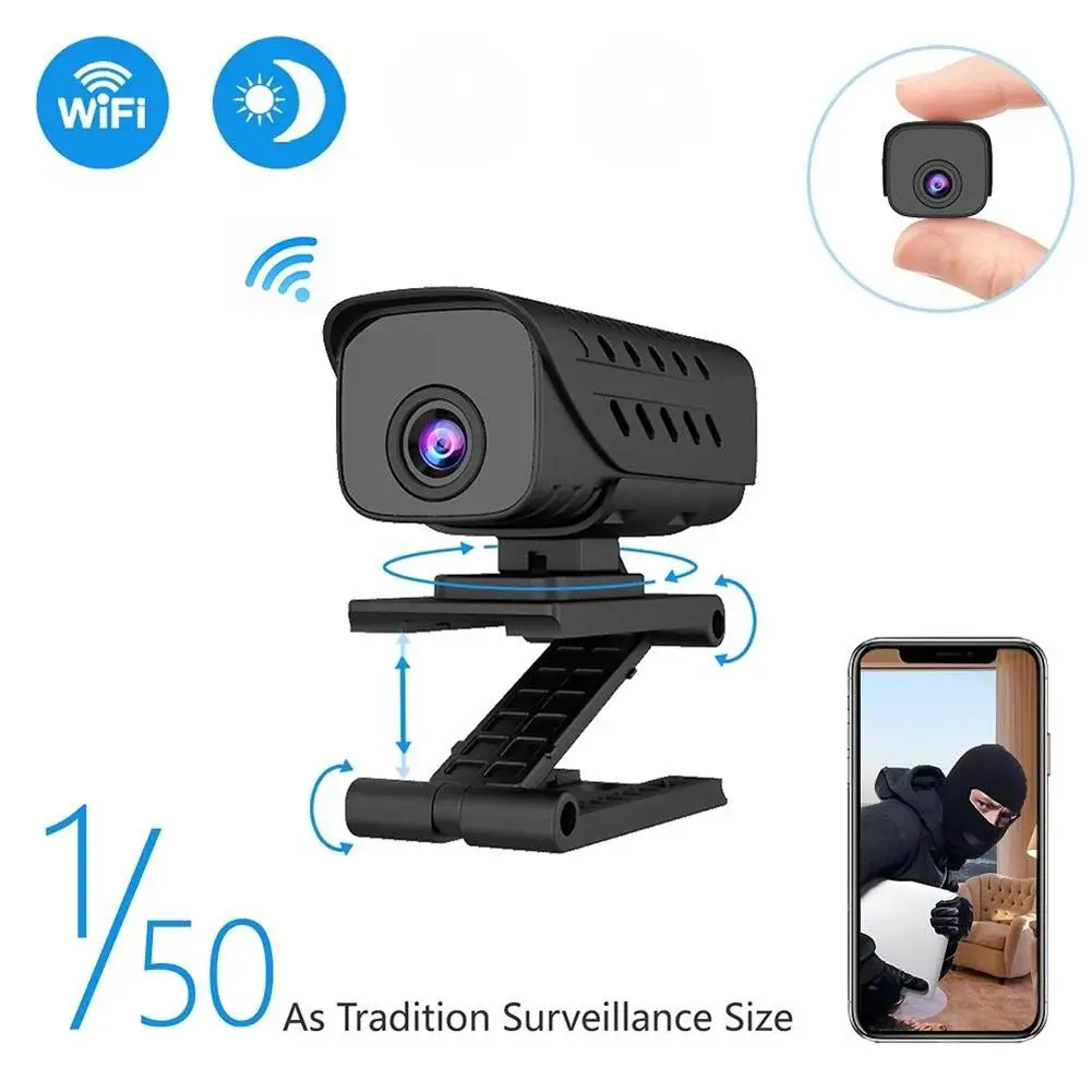 Мини ip-камера Wifi Беспроводная камера удаленный мониторинг сети ночного видения инфракрасная маломощная семейная умная камера - Цвет: Black