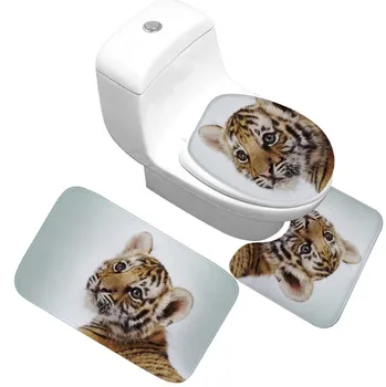 

CAMMITEVER Tiger Bathroom Mat 3pcs Bath Non-Slip Bath Mat Bathroom Kitchen Carpet Doormats Decor Antislip Rug