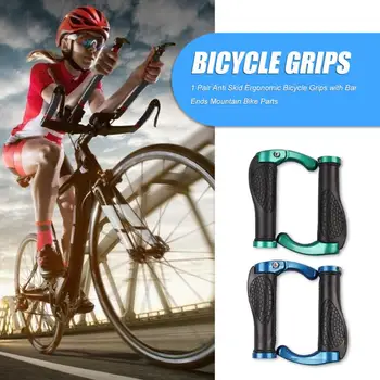 

1 Pair Durable Aluminium Alloy MTB Bike Grips with Lock-on Bar Ends Ergonomic Bicycle Handlebar Horn Grips Bicycle Parts