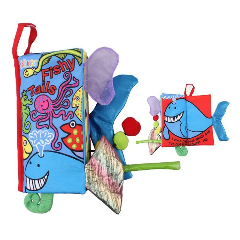 

JOLLYBABY Soft Cloth Books -Funny Animal Tails Cloth book Baby Toy Cloth Development Books for 3~24 Month Baby (Fishy Tails)