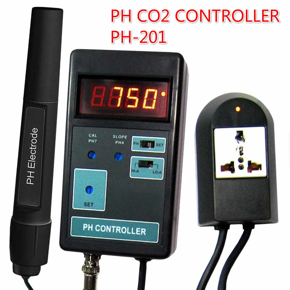 Цифровой ЖК-дисплей PH CO2 контроллер метр аквариума 0,00~ 14.00PH Диапазон+ переключаемая розетка 110 В/220 В