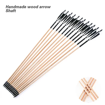 

6/12PCS 31Inch Natural Wooden Arrows with Turkish Feathers for Compound bow bow and arrow Hunting Archery Shooting