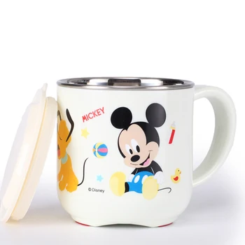 

Disney Mickey children's cup cartoon flat 304 stainless steel cup drinking water brushing teeth cartoon children's cup