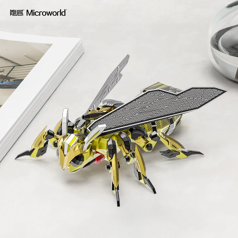 Microworld mechanical Hornet model kits DIY laser cutting Jigsaw puzzle fighter model 3D metal Puzzle Toys for Children gifts 5