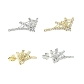 

2 Colors 925 Sterling Silver Reticular Shape Stud Earrings Cool Design Jewelry For Women Wedding / Party Gift 2020 New Style