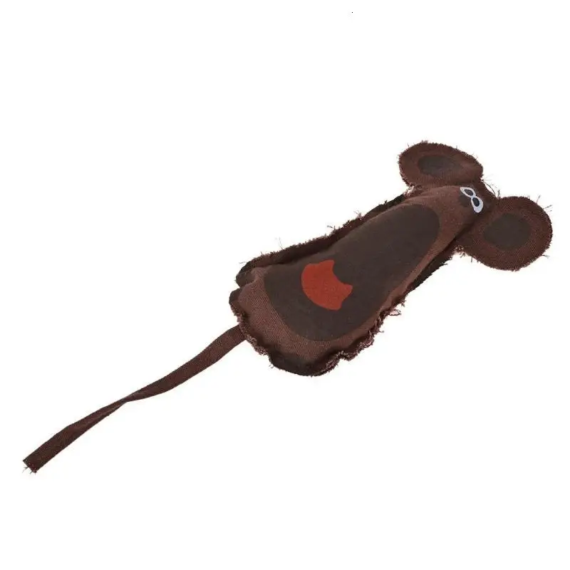 Brown Игрушка Кошка Мышь холст игрушка со звуком мята Catnip пищащая игрушка для питомца Жевательная интерактивная игрушка для домашних кошек - Цвет: Brown