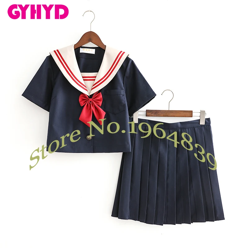 Новое поступление хаки воротник моряка костюм Школьная форма JK школьная Униформа s для девочек, темно-синяя рубашка и юбка костюмы Студенческая Косплэй