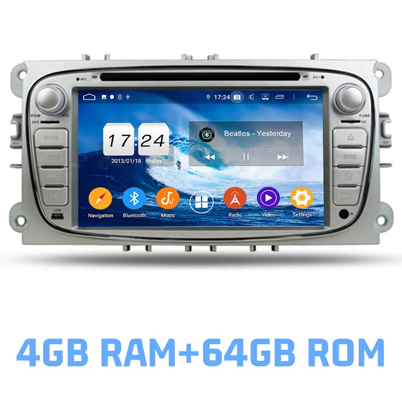 Ips DSP Android 9,0 4 Гб ОЗУ+ 64 Гб ПЗУ+ 8 ядерный автомобильный dvd-плеер Wifi Bluetooth 4,2 RDS радио gps карта для Mondeo Tourneo Transit - Цвет: 4GB RAM and 64GB ROM