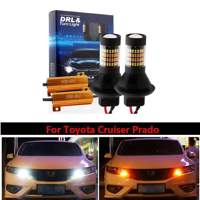 

DRL Car LED Canbus DRL Running lights&Turn Signal Dual Light Mode External Lights T20 7440 WY21W For Toyota Cruiser Prado 150