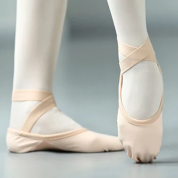Kobieta buty bandaż elastyczny profesjonalne baletki Stretch Canvas Mesh baleriny buty do tańca Pointe baleriny tanie i dobre opinie MooleDance CN (pochodzenie) M4016 None Suede EU 24 -- EU 42 Prima Pink Caramel