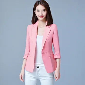 

Small Suit Jacket Blaze Female Korean Style Slim Fit 2019 Spring And Autumn Three-Quarter Sleeves Casual Suit Blaze Women 's Top