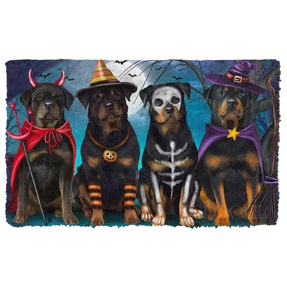 

HX Halloween Doormats 3D Graphic Rottweiler Animals Dogs Halloween Doormat Pets Outdoor Indoor Mat Kitchen Mats