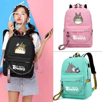 

New Totoro Backpack 3D printing travel softback Women Mochila School Space Backpack Notebook For Girls USB backpacks