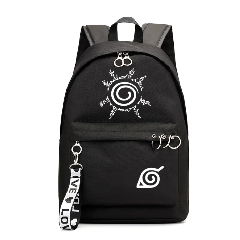 Аниме Наруто рюкзак школьный книги сумки Mochila Дорожная сумка ноутбук кольцо с изображением ленты круг мальчик девочки рюкзак розовый черный