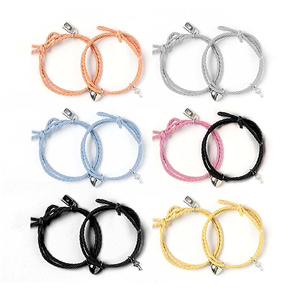 Lot De 2 Bracelets Magnétiques Cœur Phosphorescents – Couple – Saint-Valentin