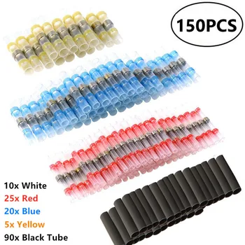 

150PCS Seal Heat Shrink Soldering Sleeve Butt Crimp Terminals Waterproof Insulated Electrical Wire Connectors Kit Assortmrnt