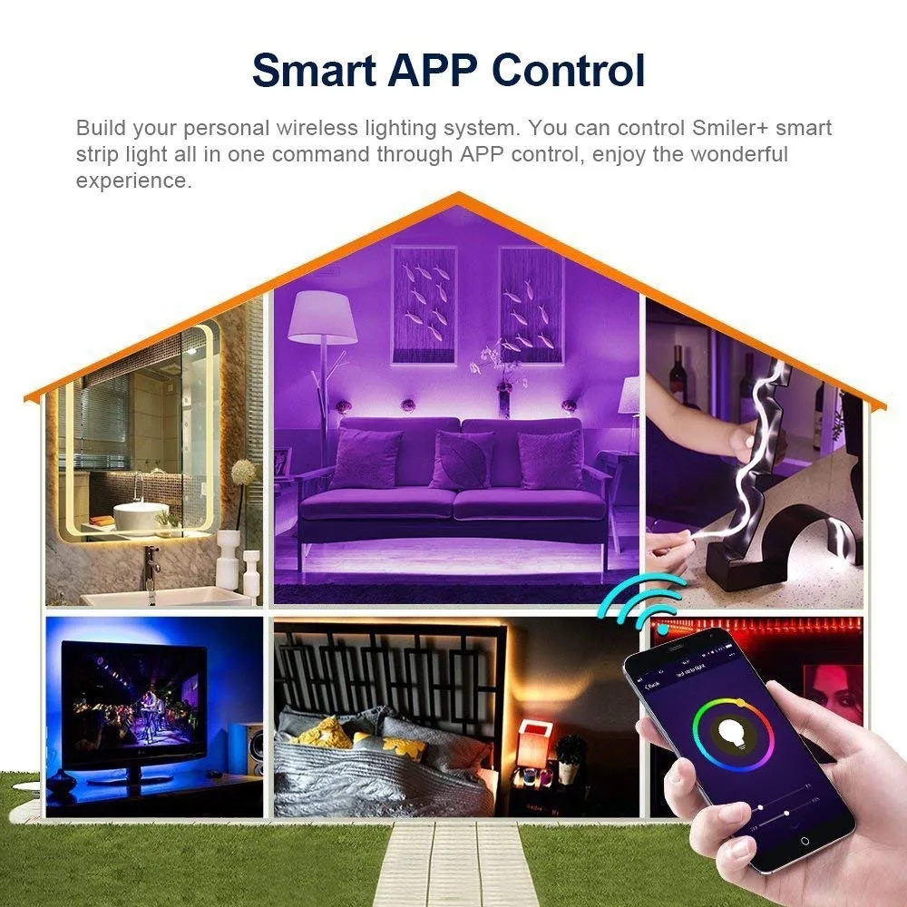 Светодиодная ленсветильник с Wi Fi 15 м RGB 5050 SMD гибкая Водонепроницаемая