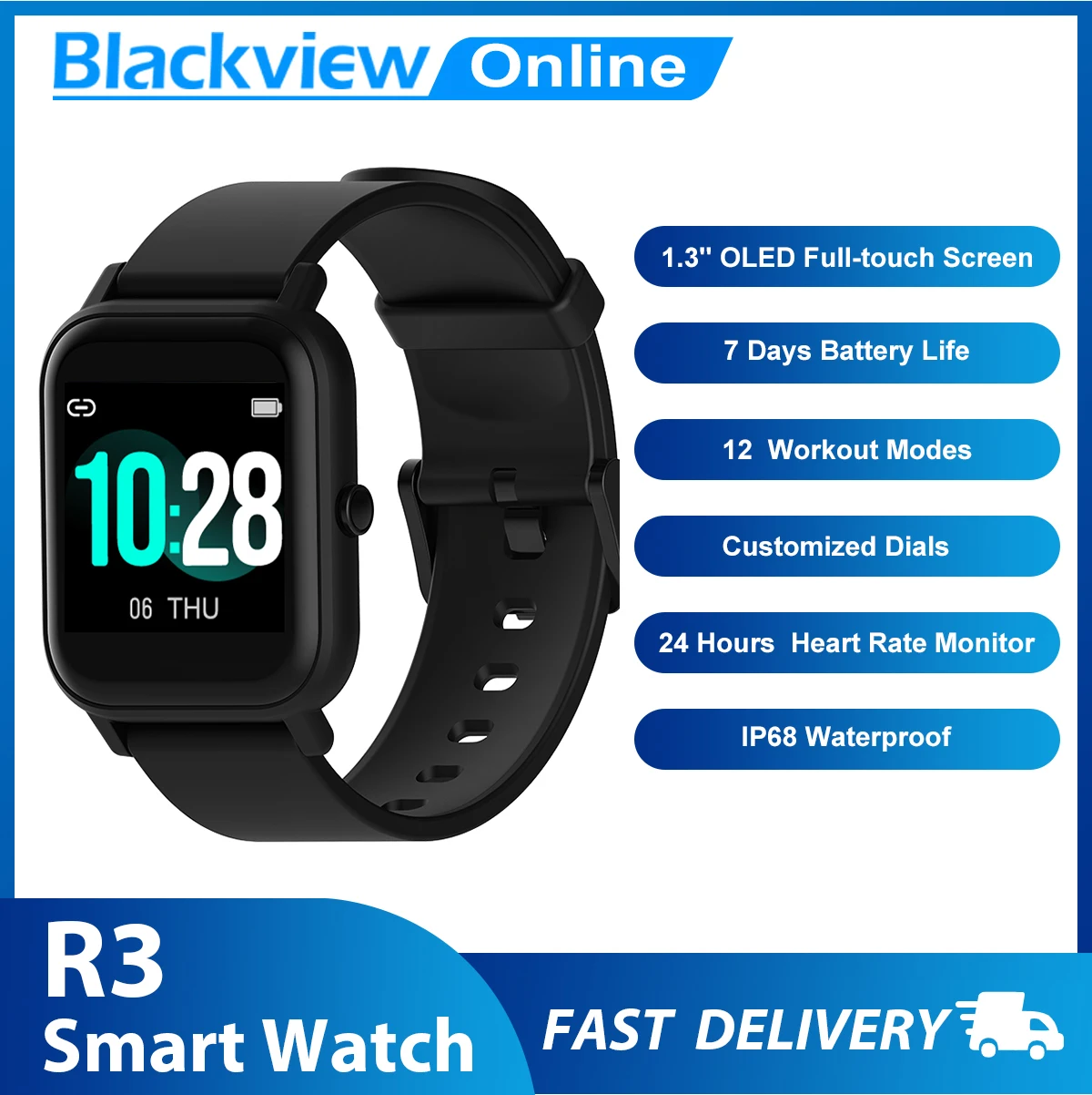 Смарт-часы Blackview R3 с пульсометром водостойкие IP68 | Электроника